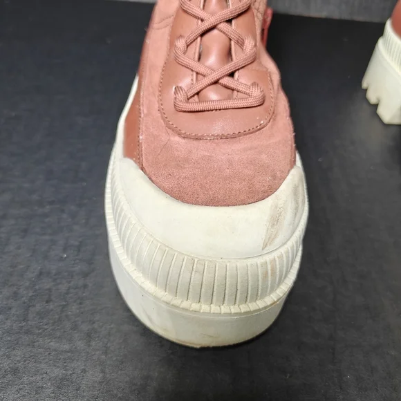 Gianni Bini Wander Lust Lug Sole Platform Bootie Cinnamon Suede LaceUp Zipper 9M - Picture 6 of 11